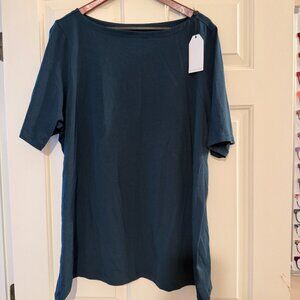 Universal Standard Bella Boatneck Tee Teal LG (22-24) NWT
